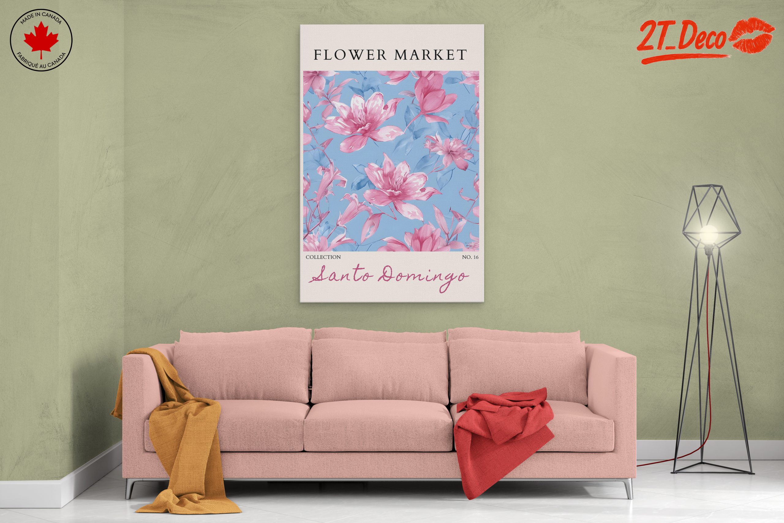 Flower Market Art with Pink Blooms - Image 2