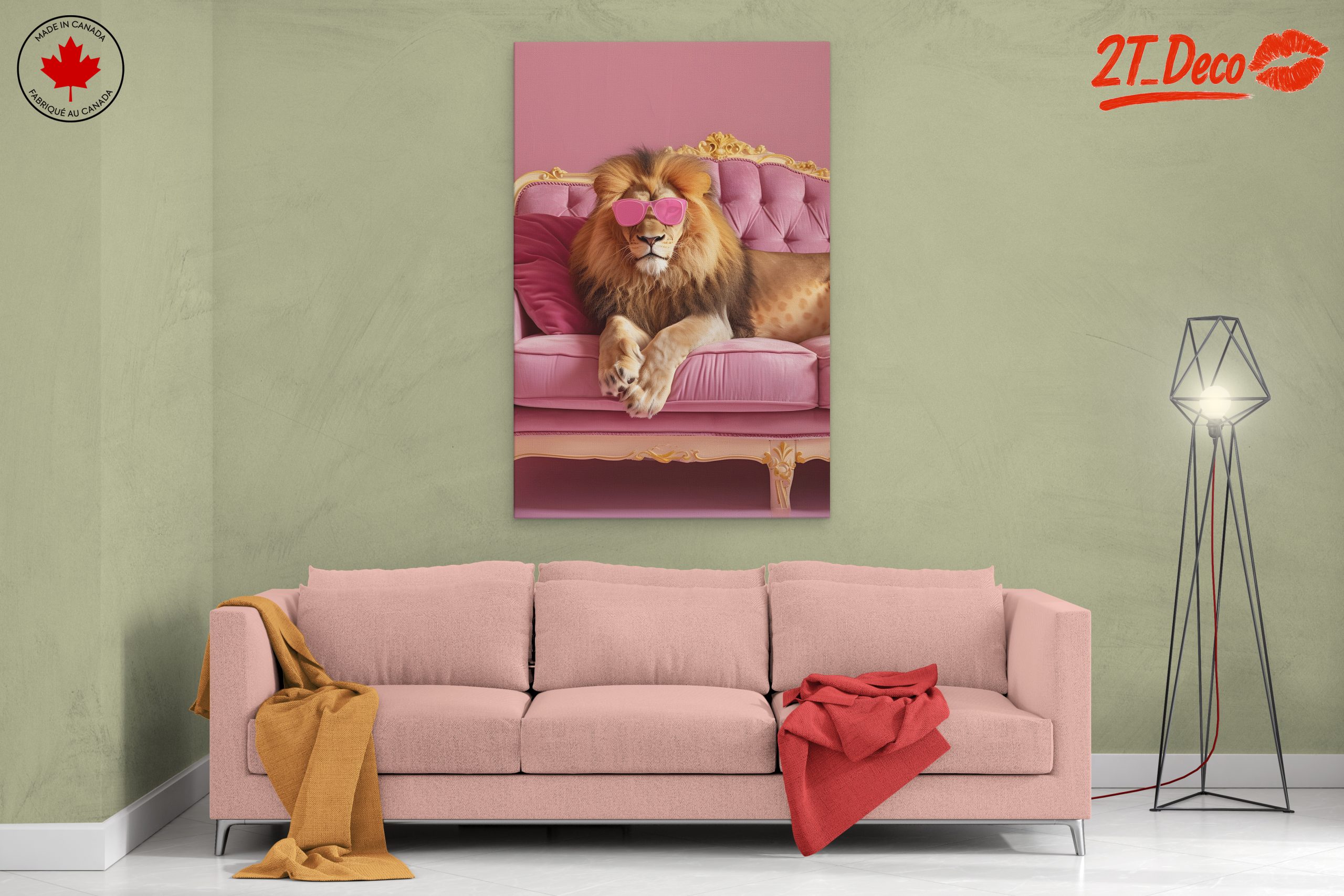 Lion in Pink Sunglasses on Couch - Image 2