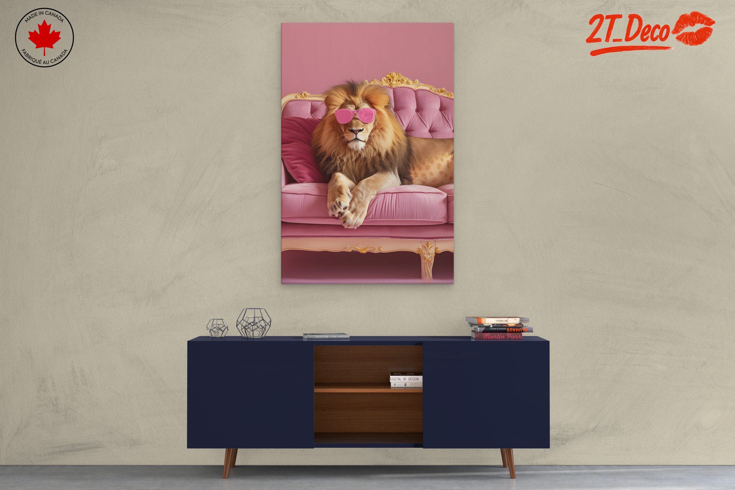 Lion in Pink Sunglasses on Couch - Image 3