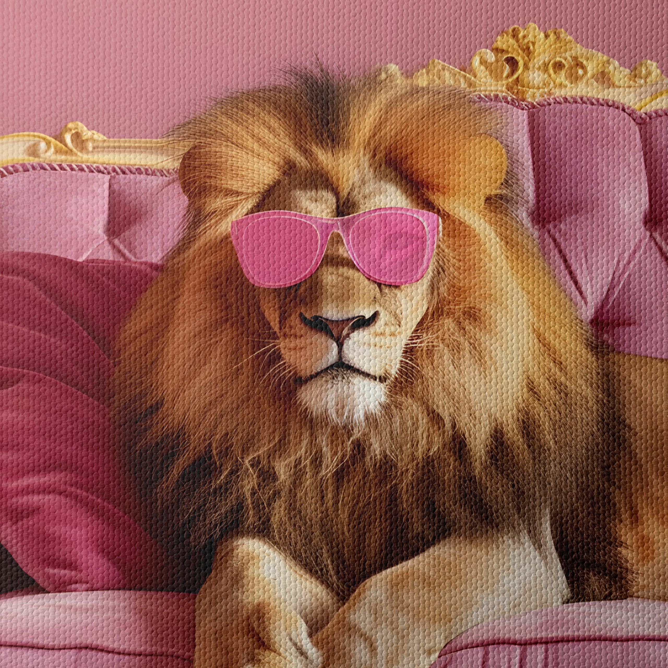 Lion in Pink Sunglasses on Couch - Image 4