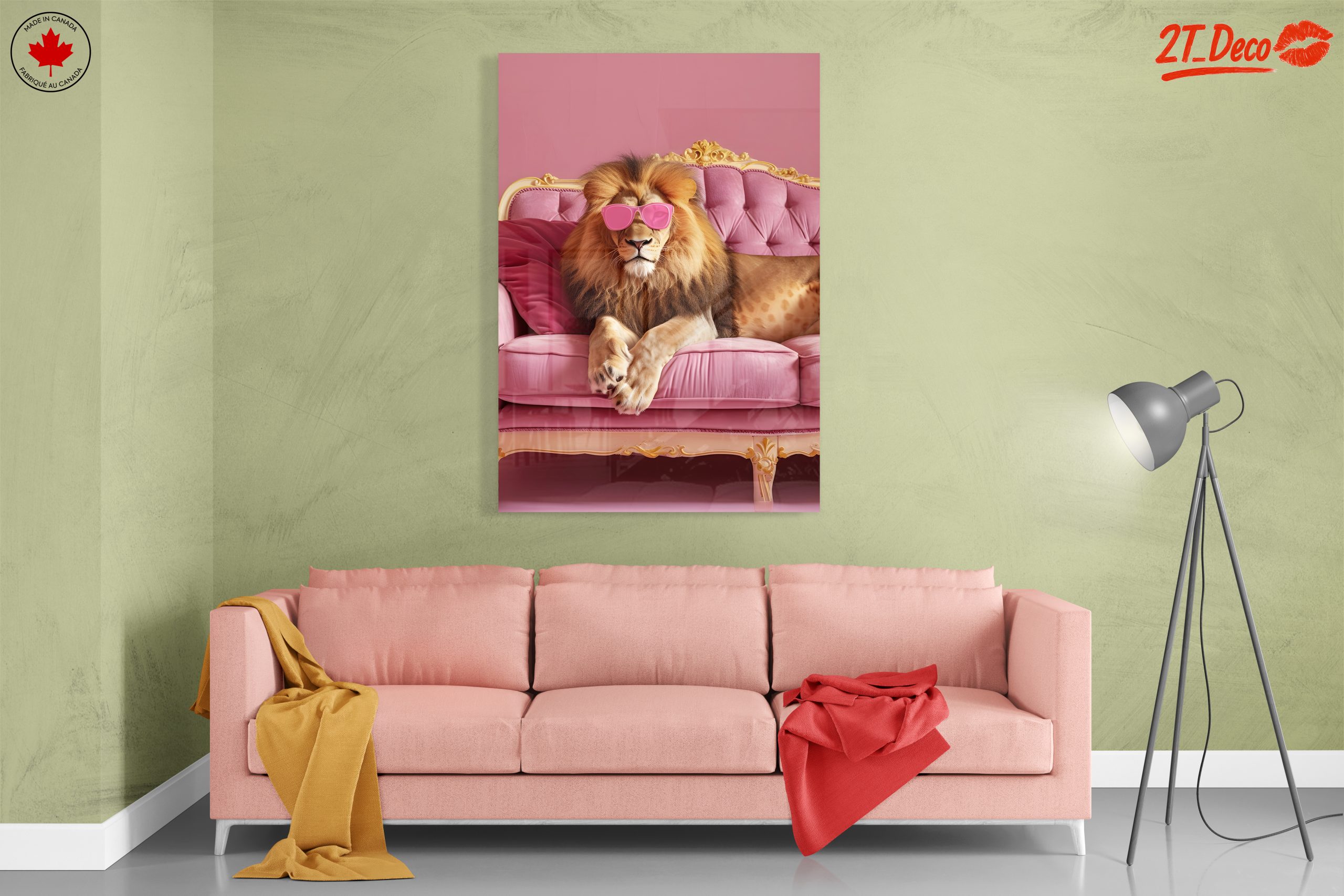 Lion in Pink Sunglasses on Couch - Image 7
