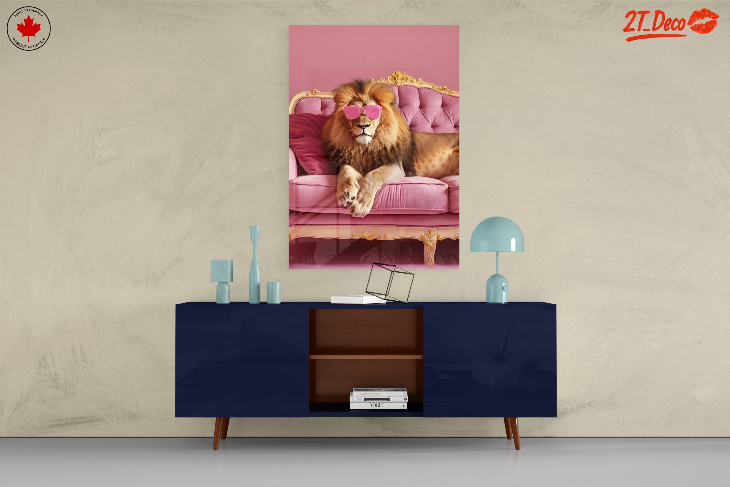 Lion in Pink Sunglasses on Couch - Image 8