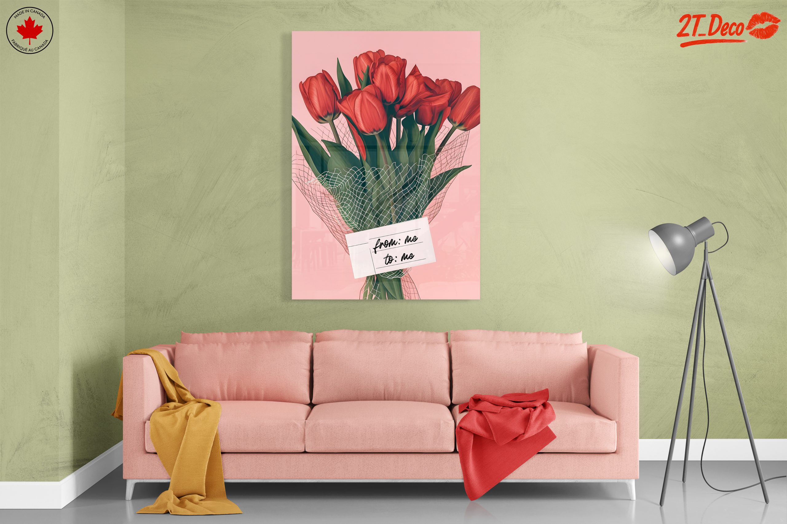 Beautiful Red Tulip Bouquet on Pink Background - Image 7
