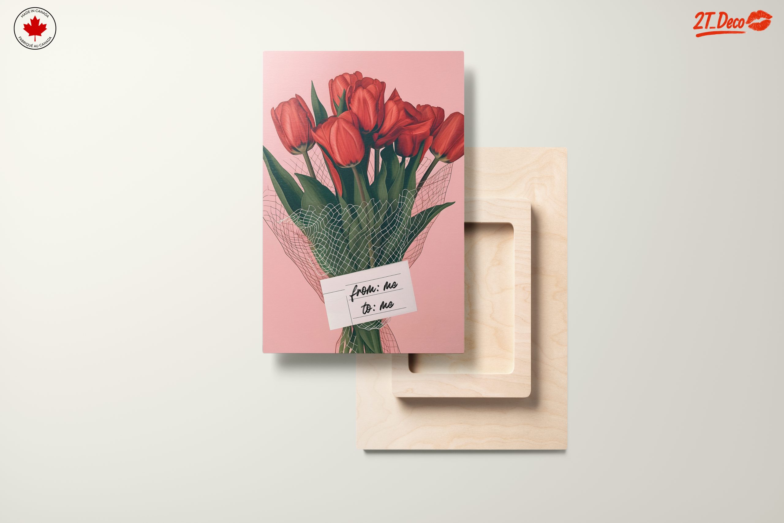 Beautiful Red Tulip Bouquet on Pink Background - Image 11