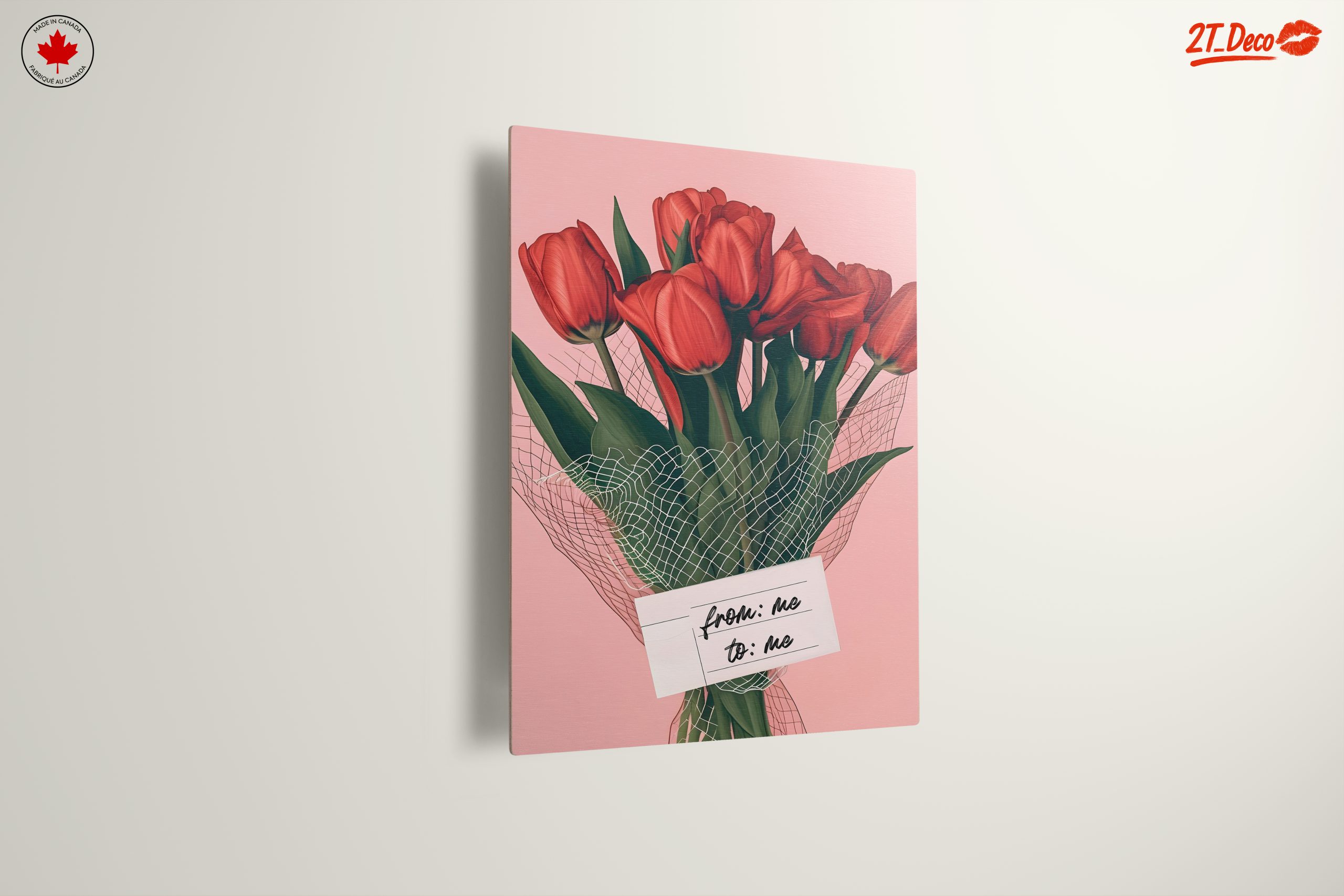 Beautiful Red Tulip Bouquet on Pink Background - Image 13