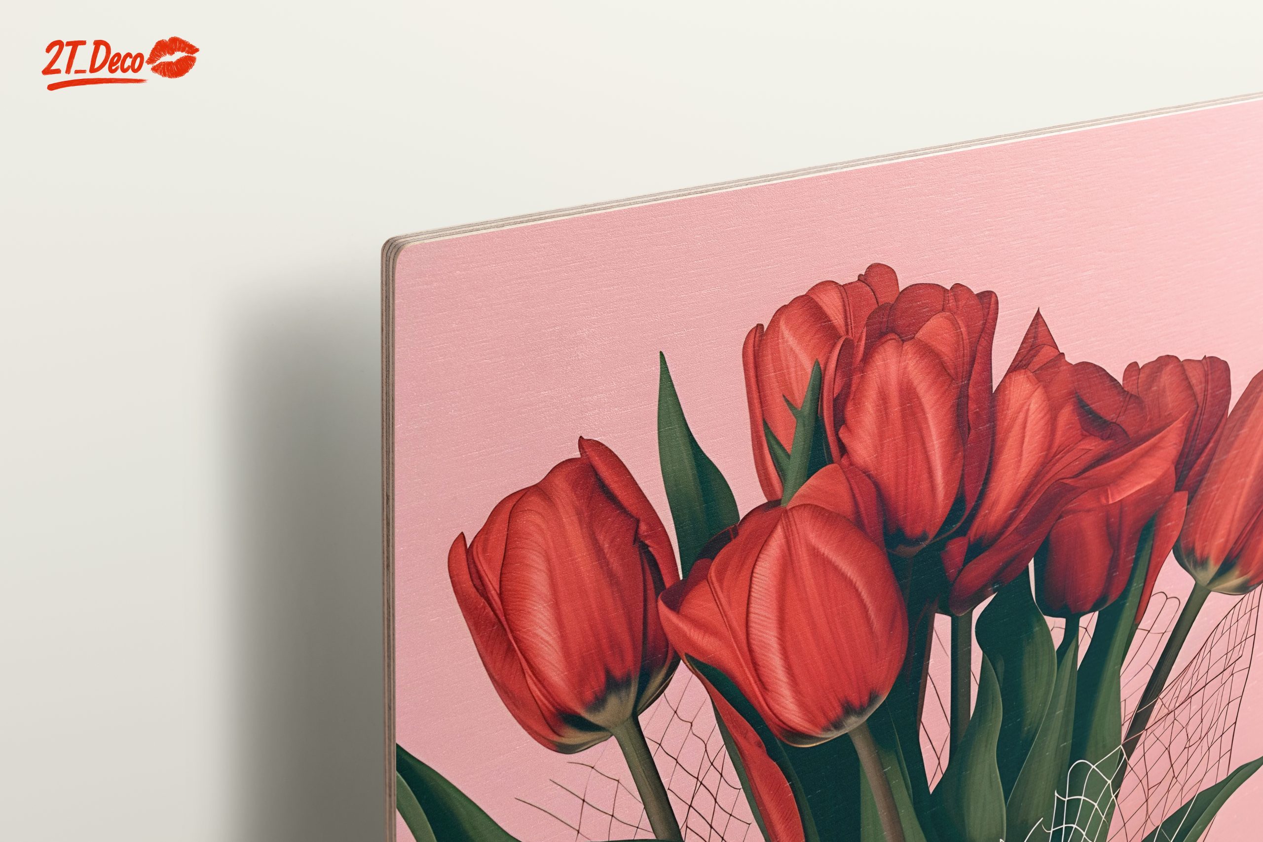 Beautiful Red Tulip Bouquet on Pink Background - Image 15