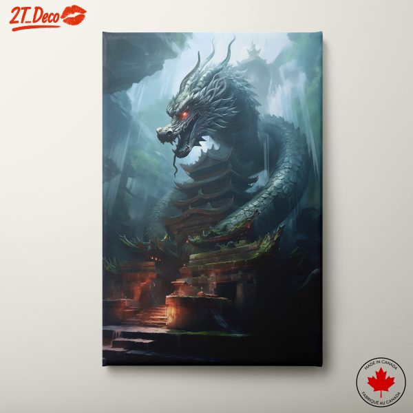 Majestic Dragon Rising Above Ancient Temple