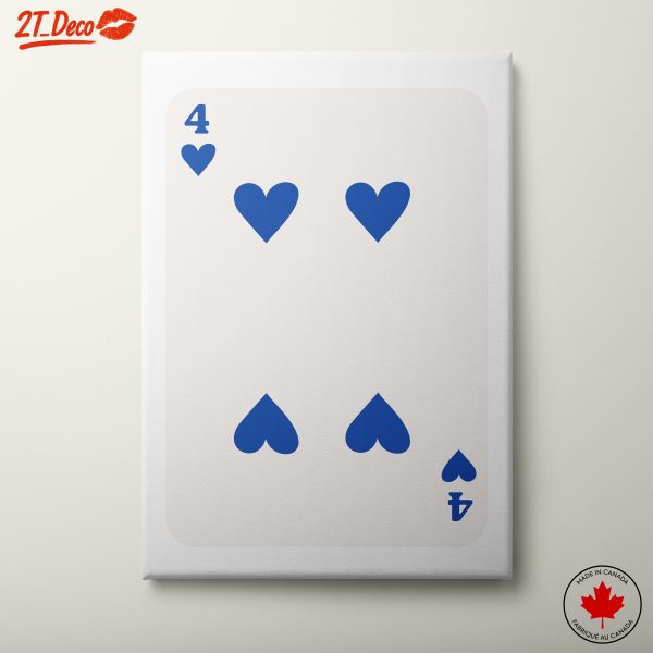 Minimalist 4 of Hearts Playing Card Art