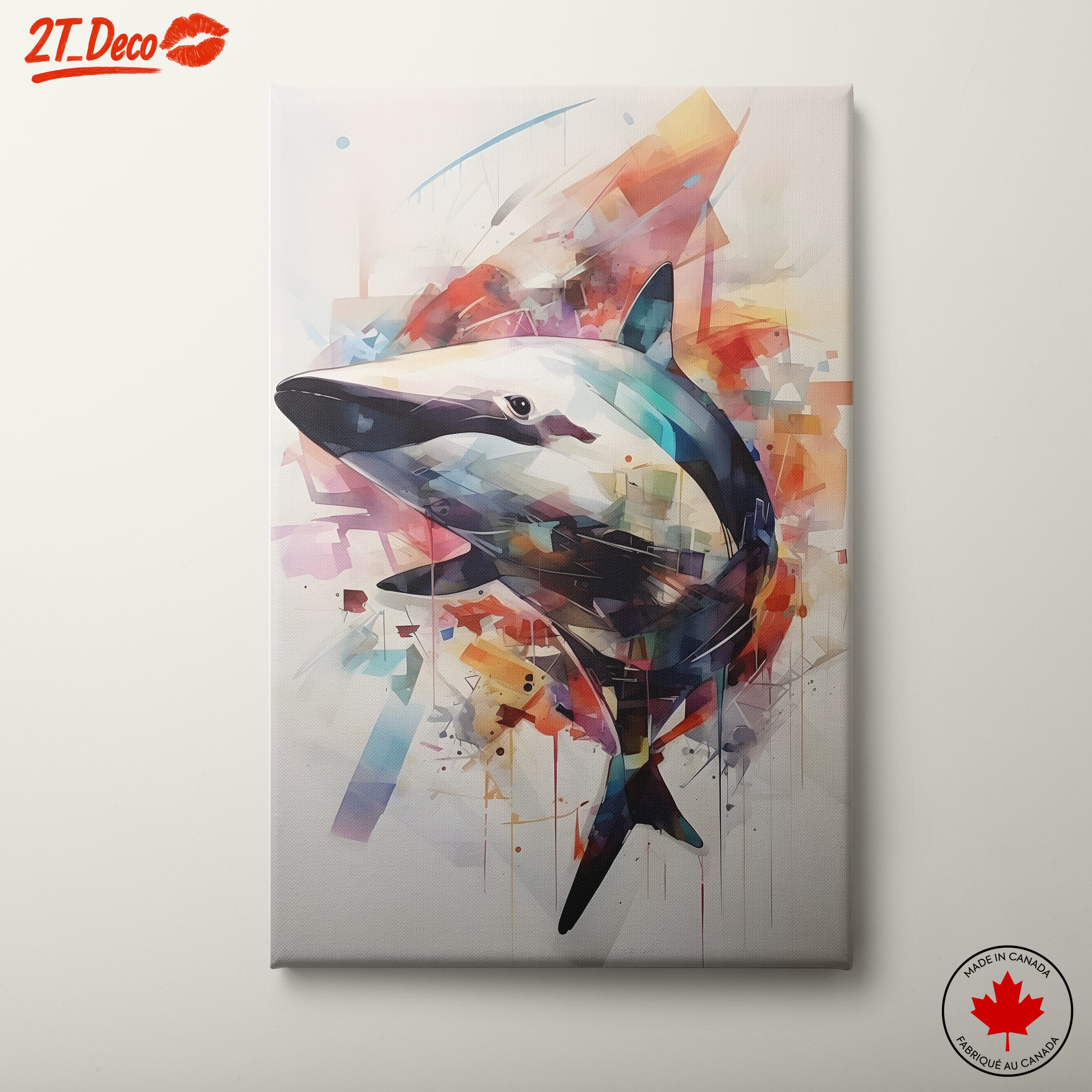 Vibrant Shark Abstract Art