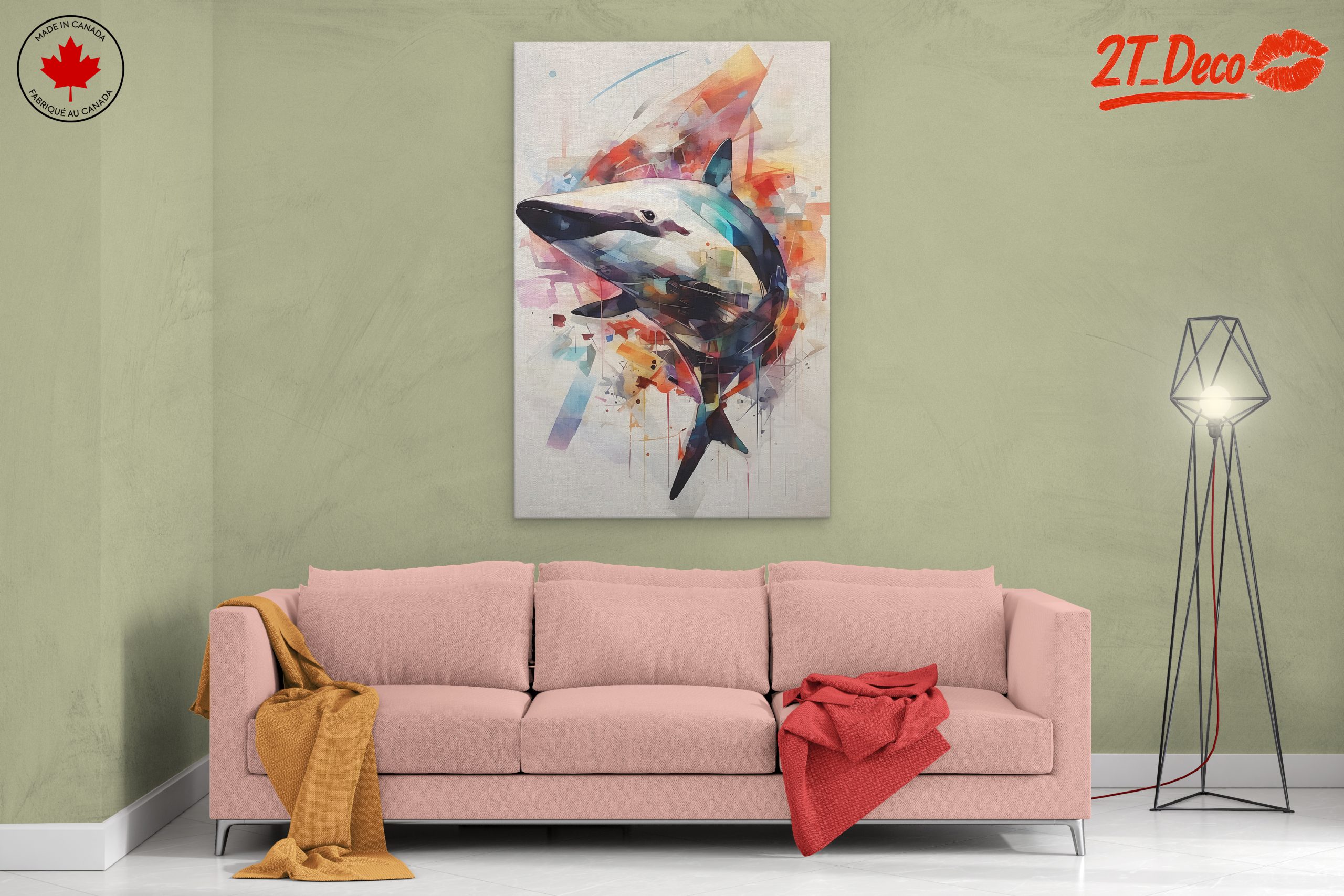 Vibrant Shark Abstract Art - Image 2