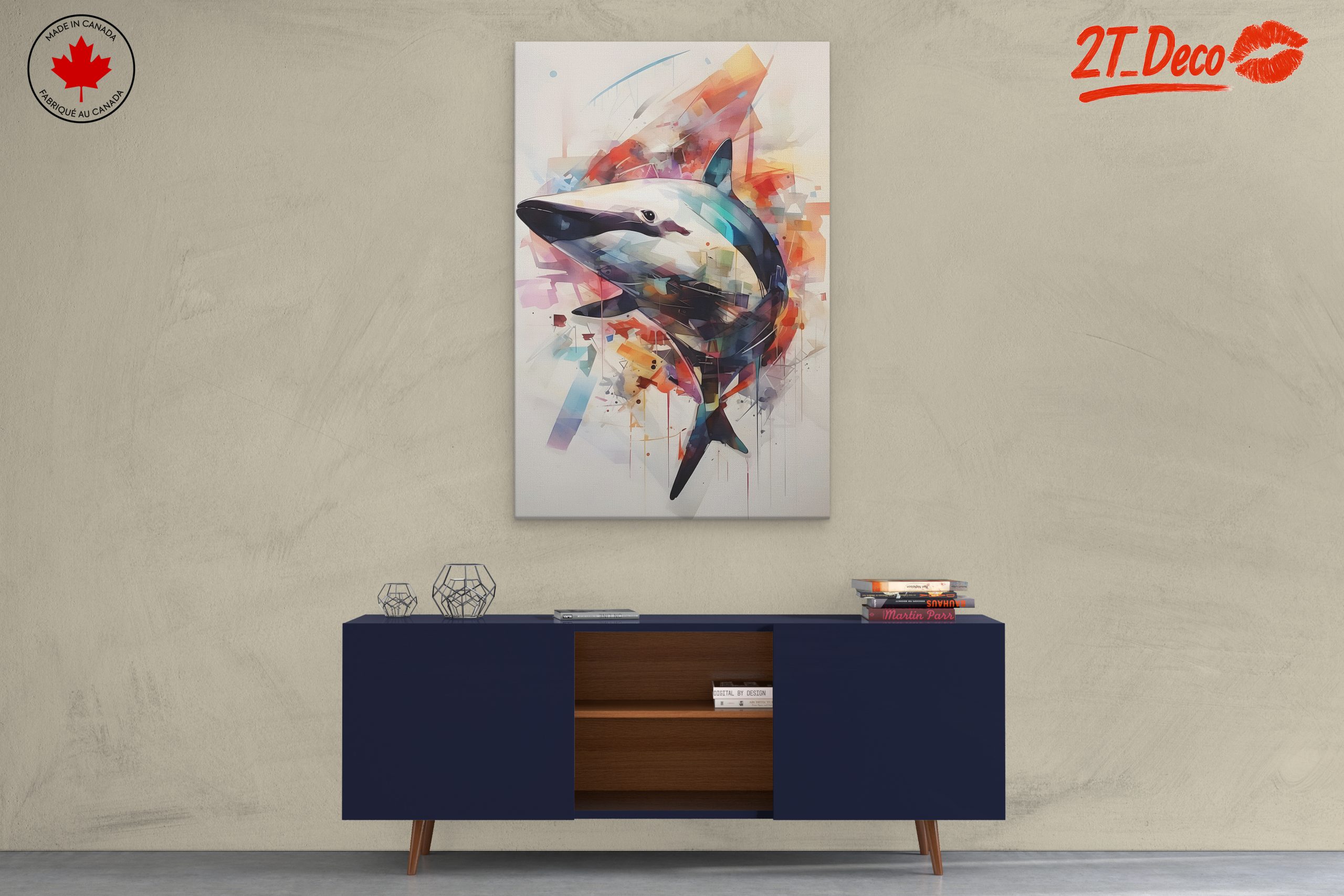 Vibrant Shark Abstract Art - Image 3
