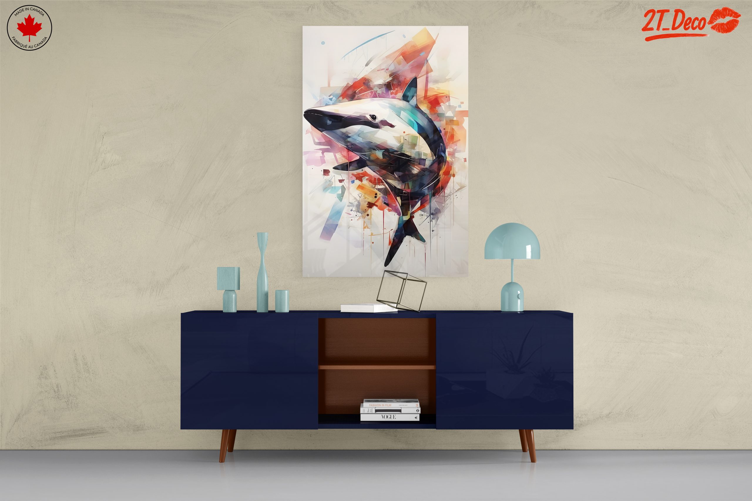 Vibrant Shark Abstract Art - Image 8