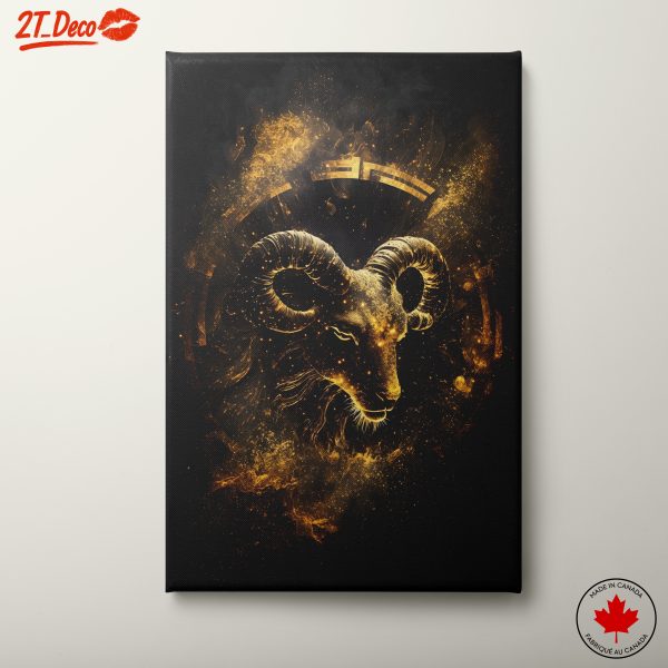 Golden Celestial Zodiac Art of Aries