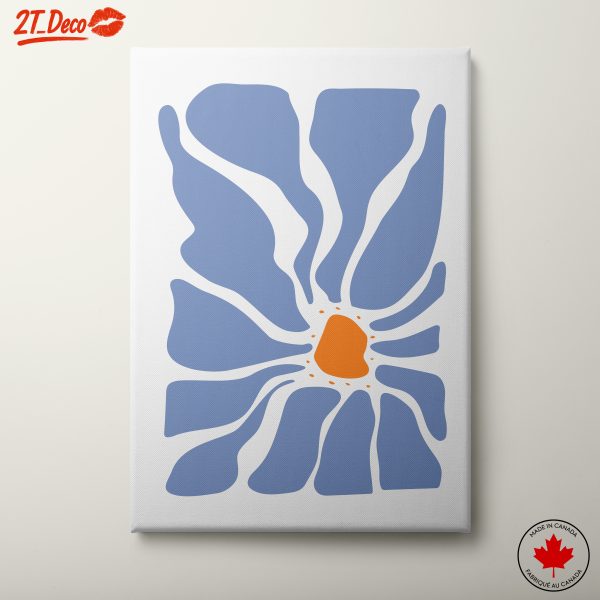 Stylized Floral Abstract Art in Blue