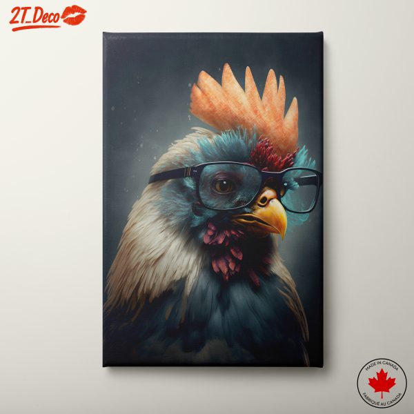 Whimsical Chicken with Glasses Artwork