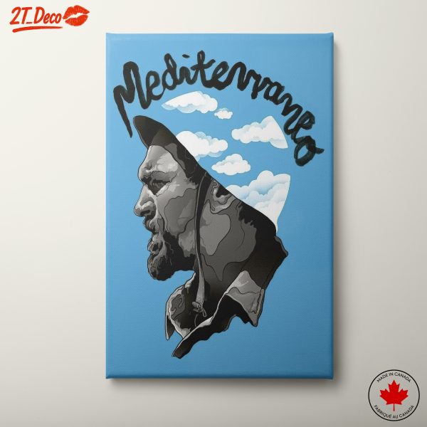 Mediterranean Character Illustration with Clouds