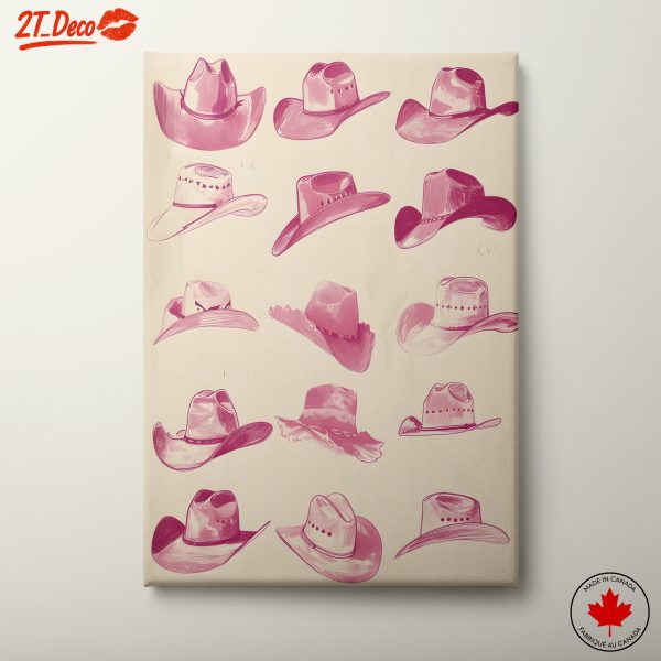 Artistic Cowboy Hat Illustrations in Pink
