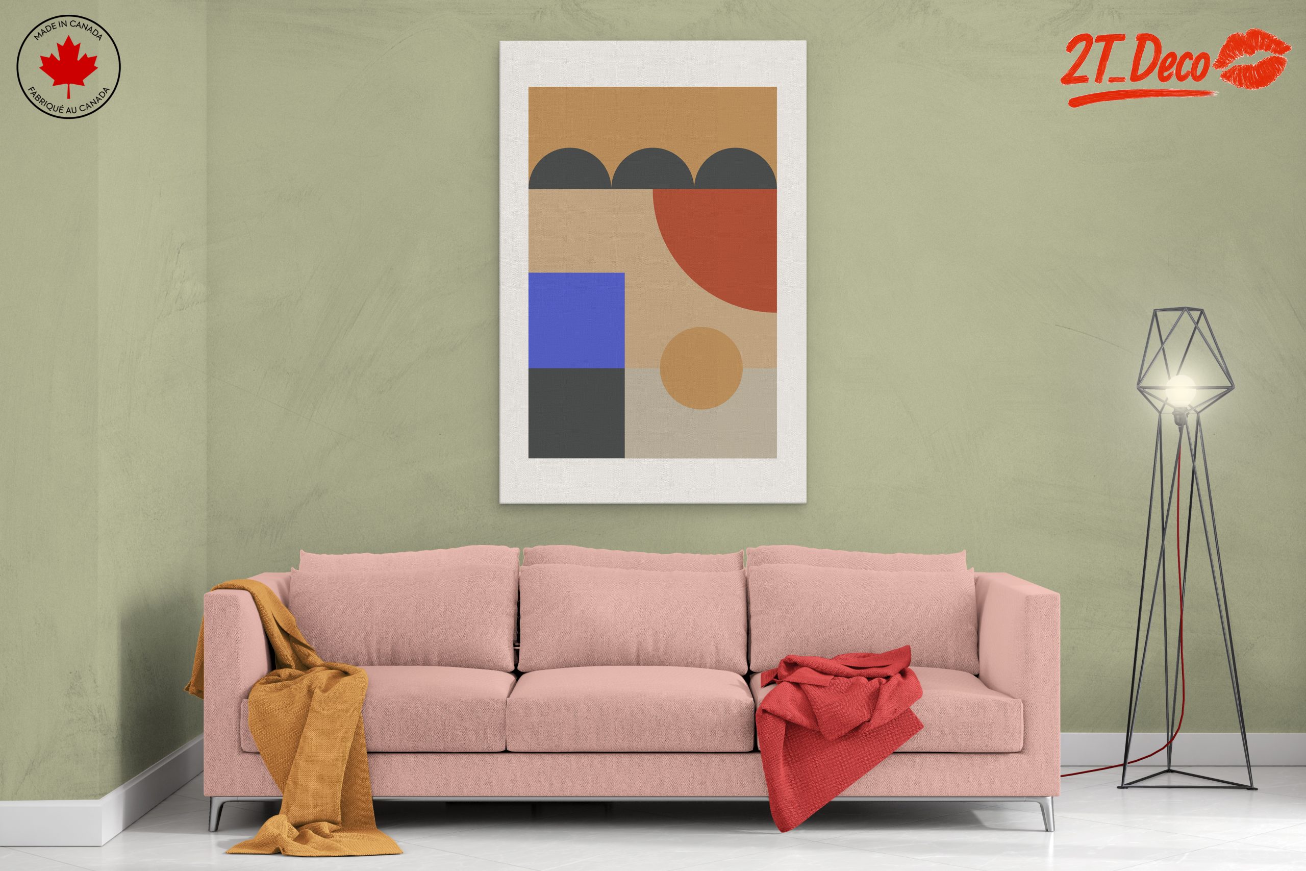 Geometric Abstract Artwork in Warm Tones - Image 2