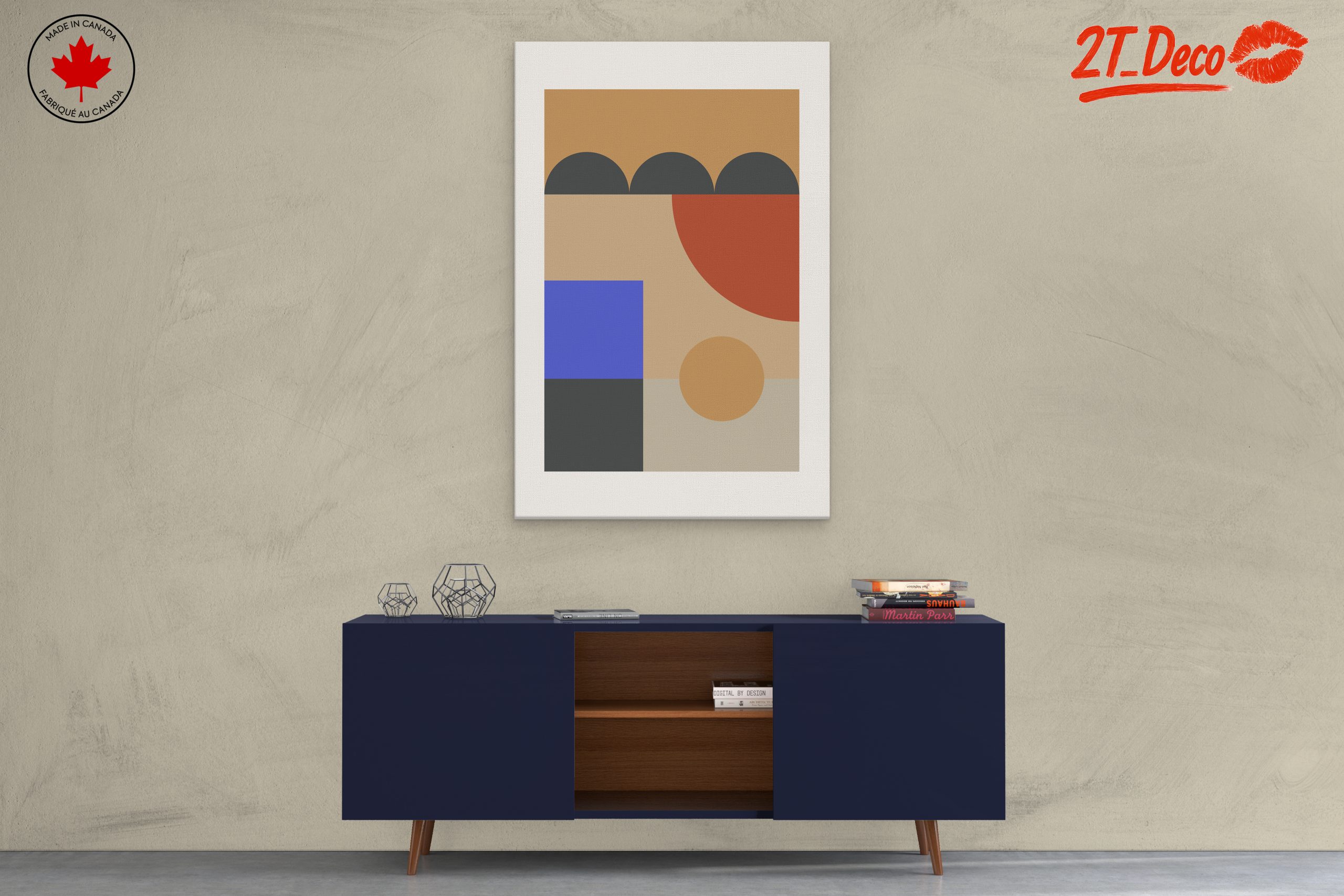 Geometric Abstract Artwork in Warm Tones - Image 3