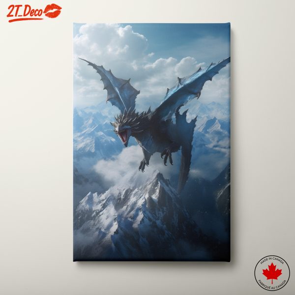 Majestic Fantasy Dragon Flying Over Mountains