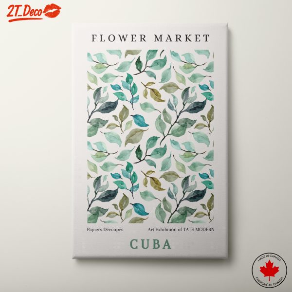 Flower Market Watercolor Leaves Art