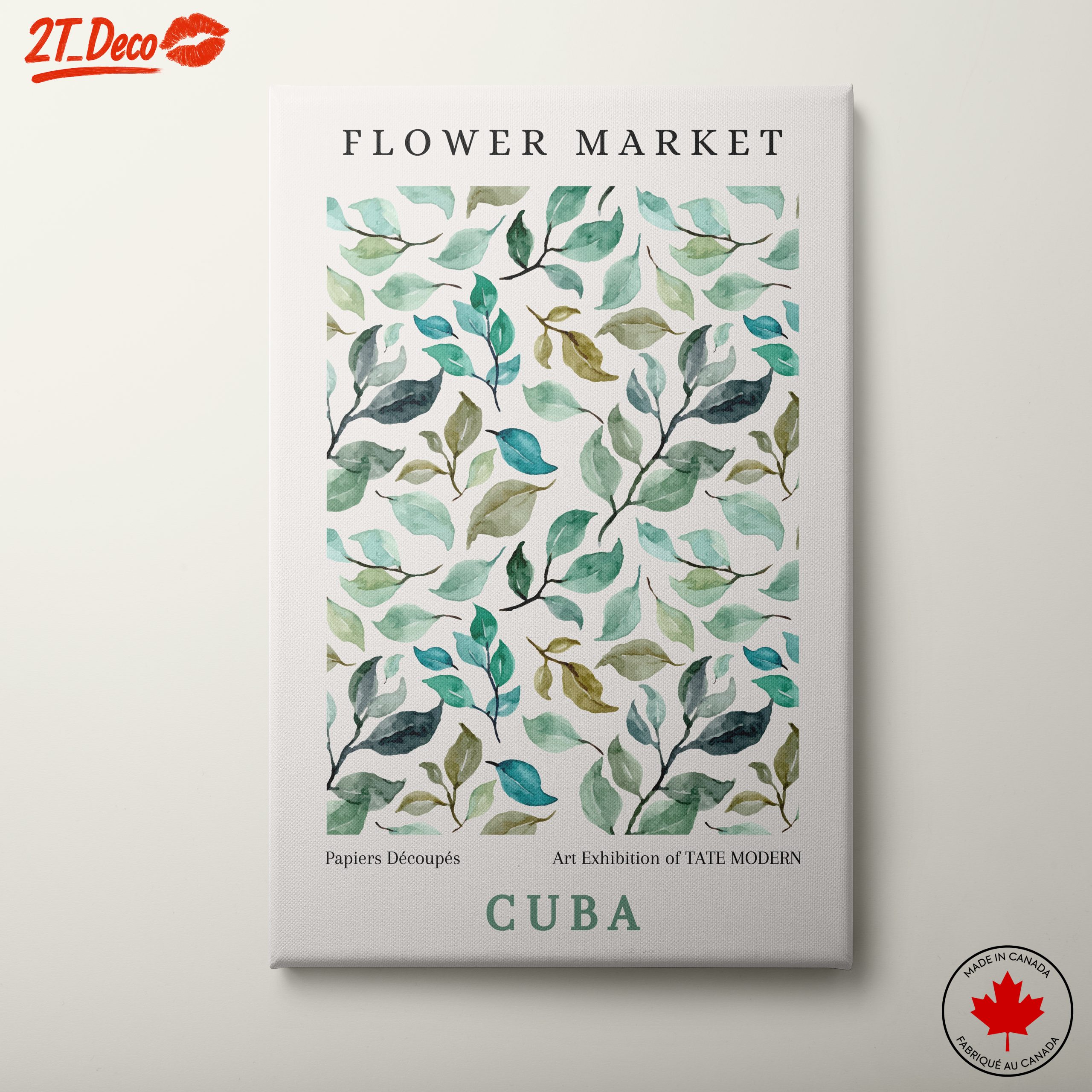 Flower Market Watercolor Leaves Art