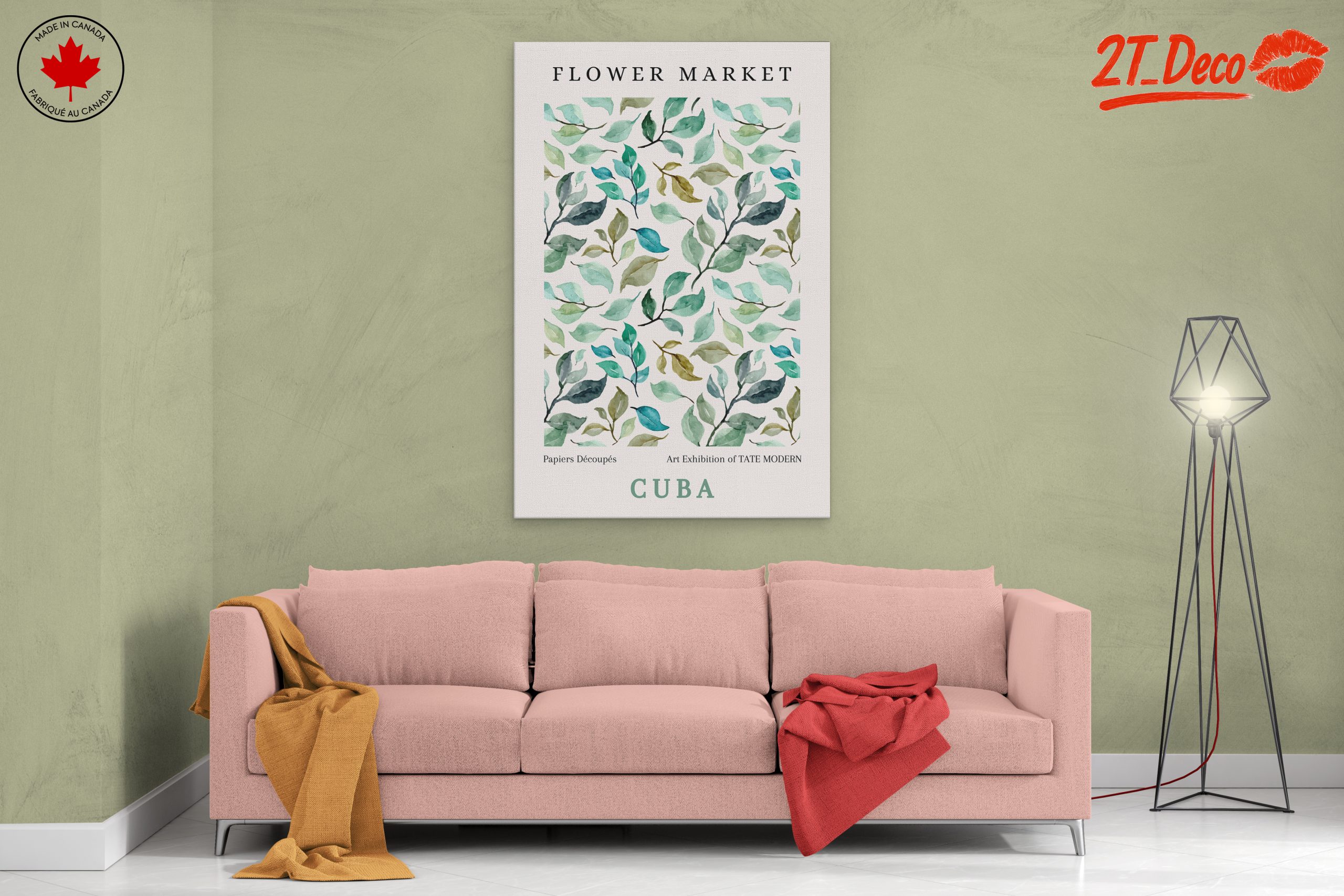 Flower Market Watercolor Leaves Art - Image 2