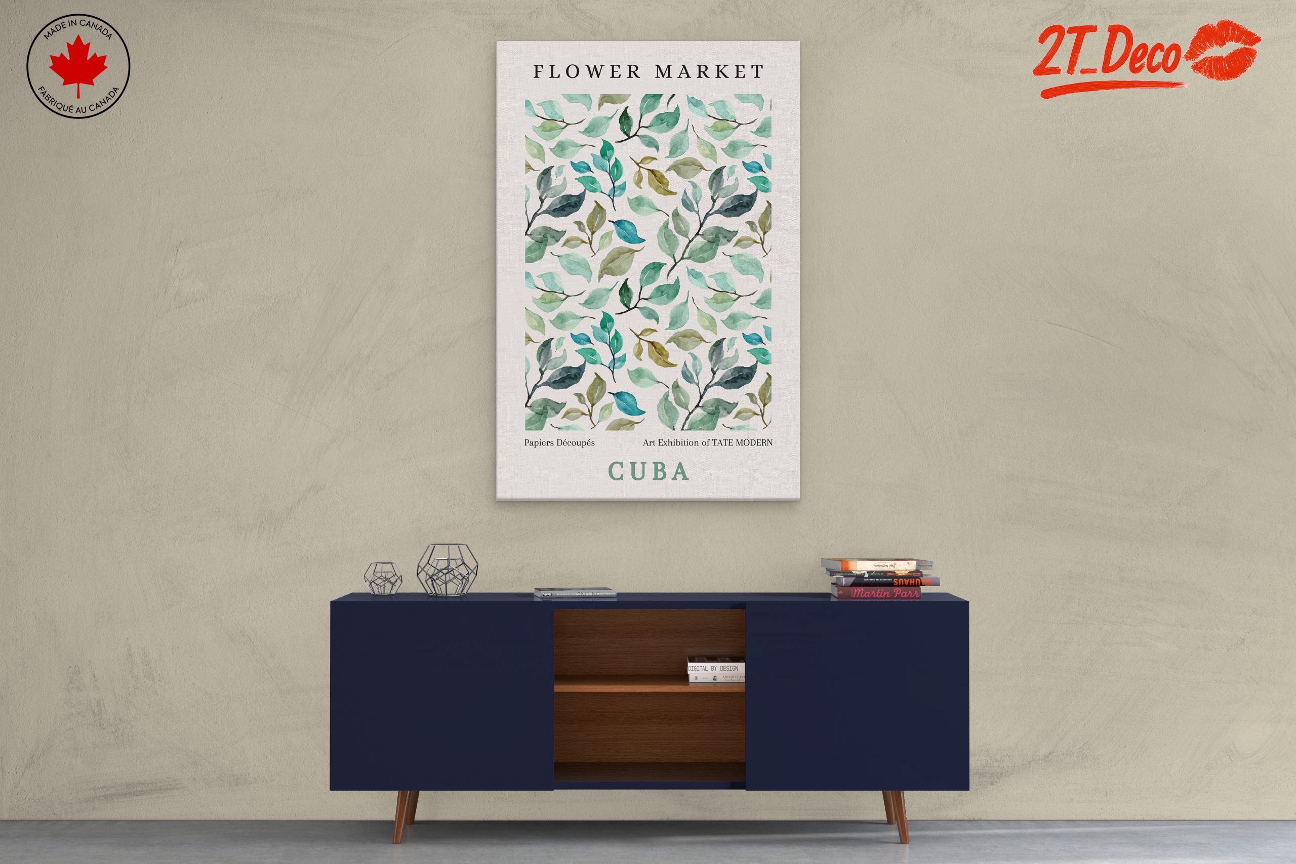 Flower Market Watercolor Leaves Art - Image 3