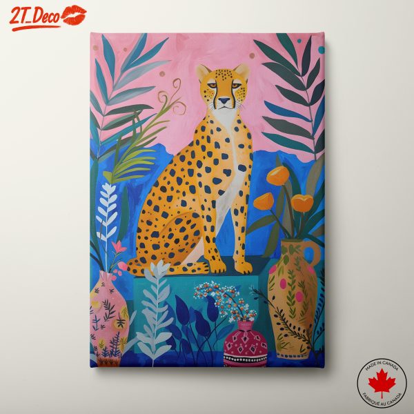 Vibrant Leopard Surrounded by Colorful Flora