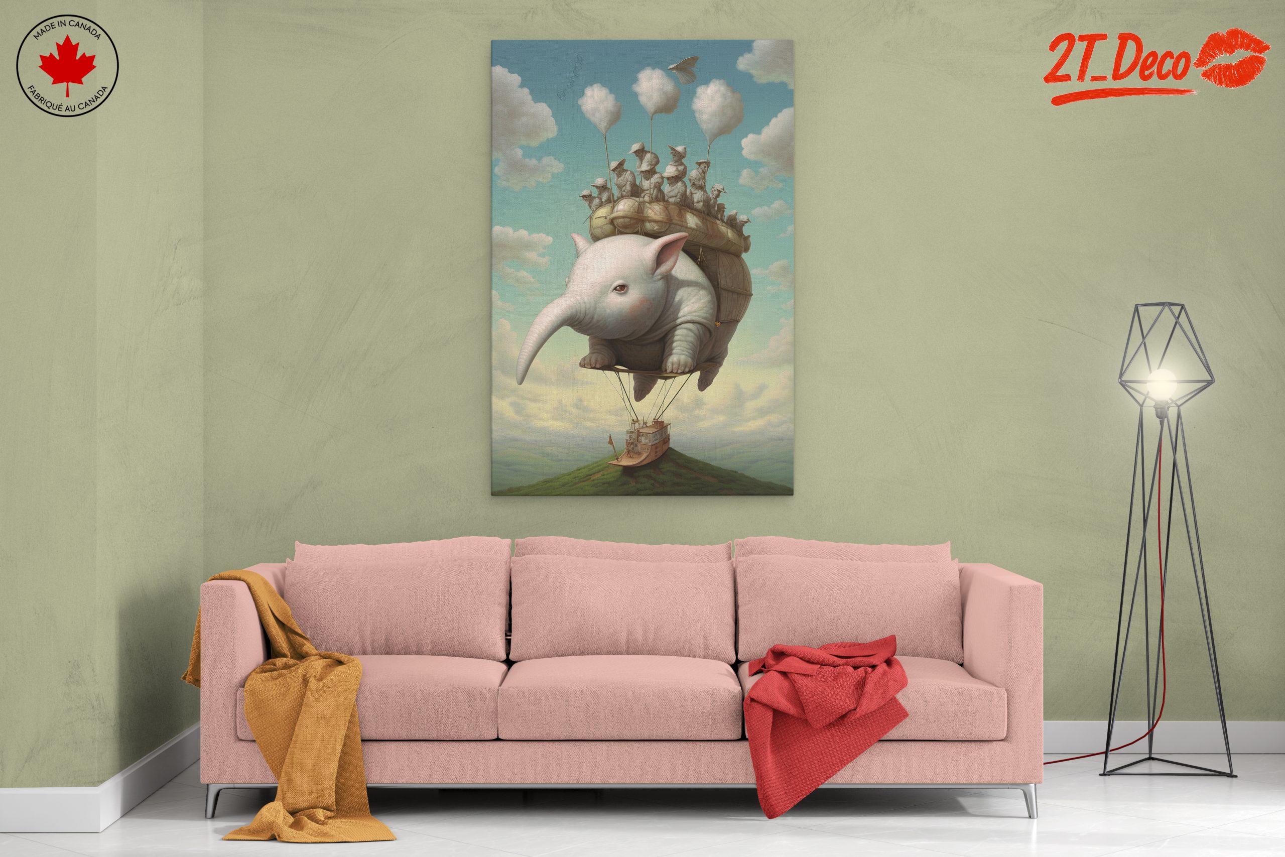 Whimsical Flying Elephant with Balloon - Image 2