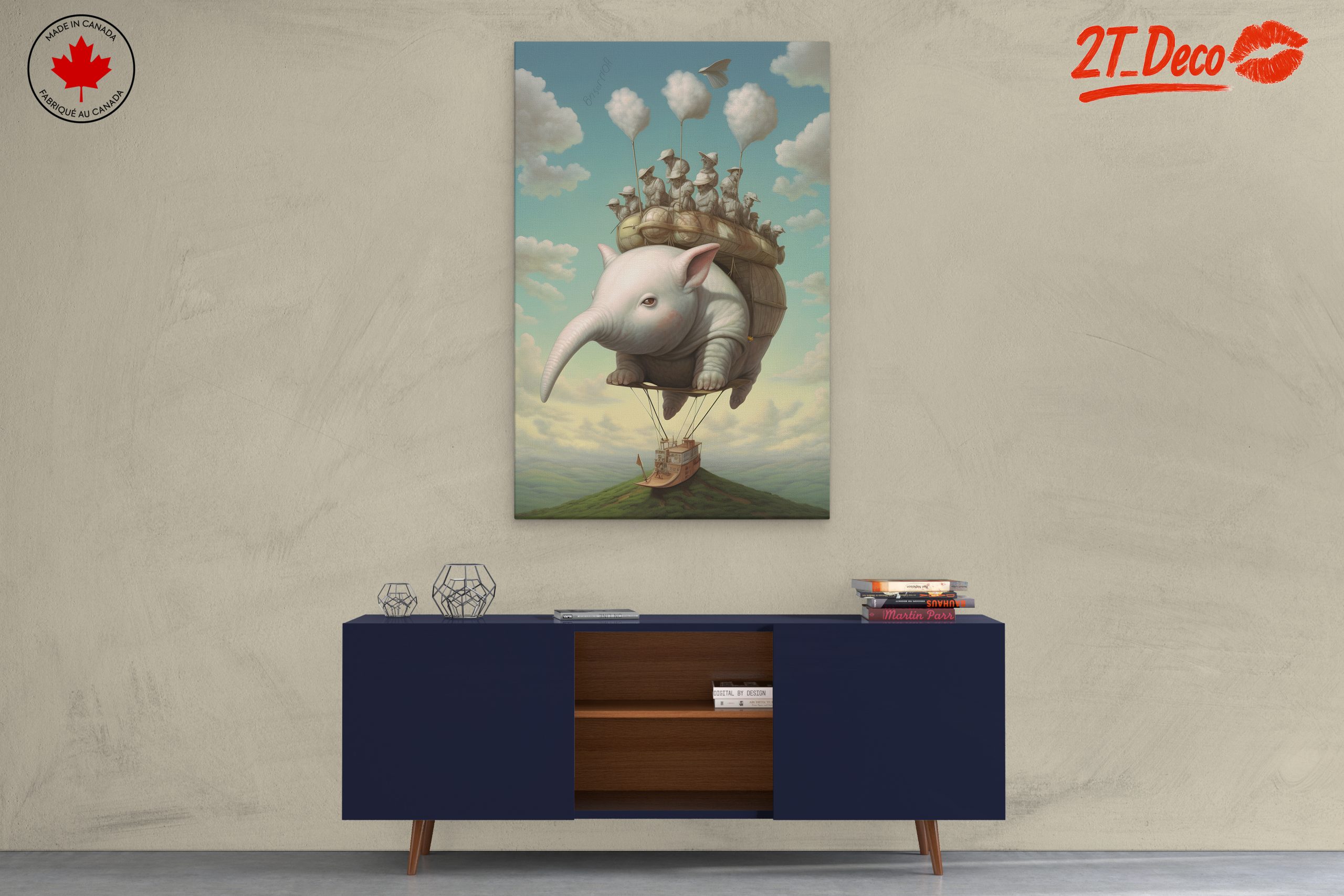 Whimsical Flying Elephant with Balloon - Image 3