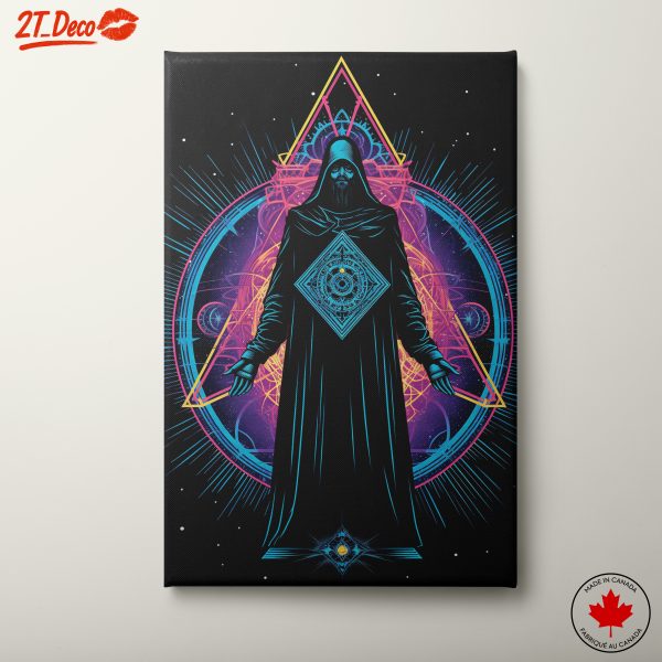 Mystical Figure Surrounded by Cosmic Geometry