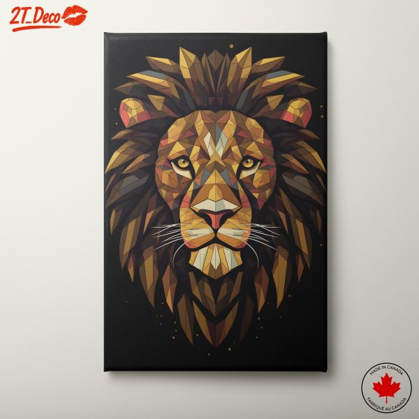 Stylized Lion Head Art with Geometric Shapes
