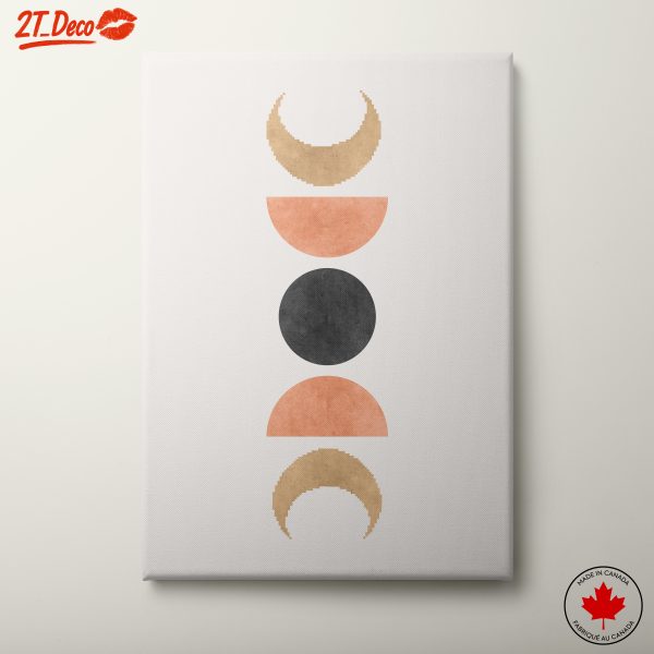 Geometric Moon Art with Soft Color Palette