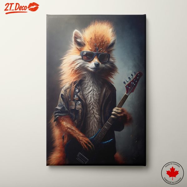 Fierce Fox Playing Guitar Art