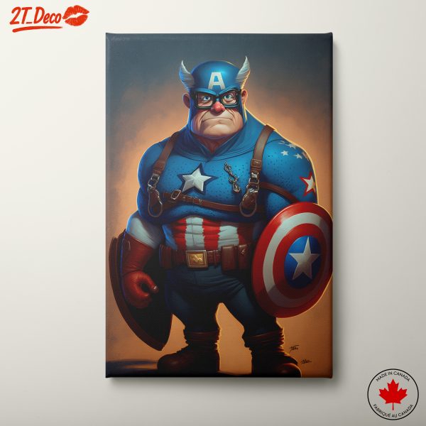 Heroic Cartoon Character Illustration of Captain America