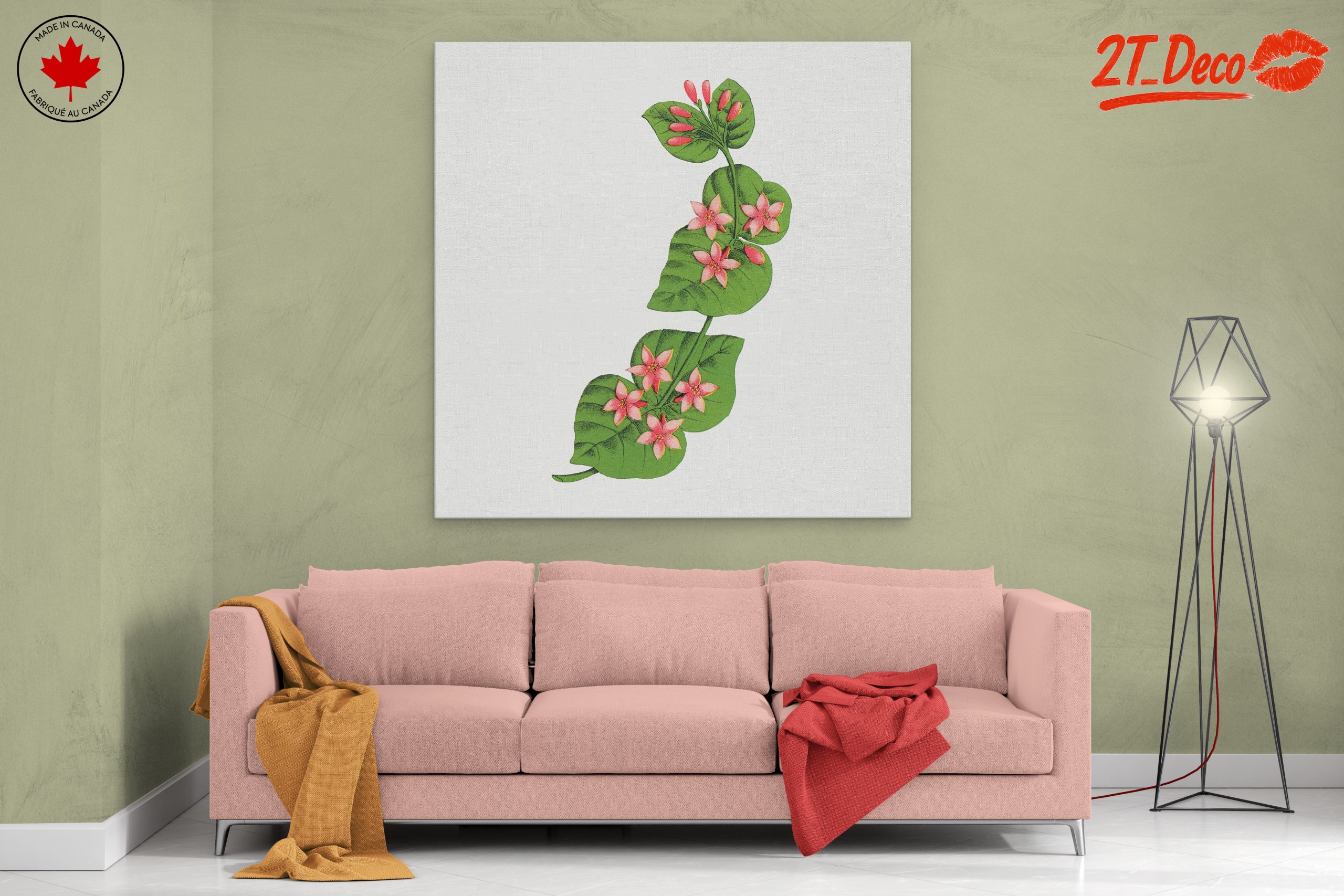 Delicate Botanical Illustration of Flowers and Leaves - Image 2