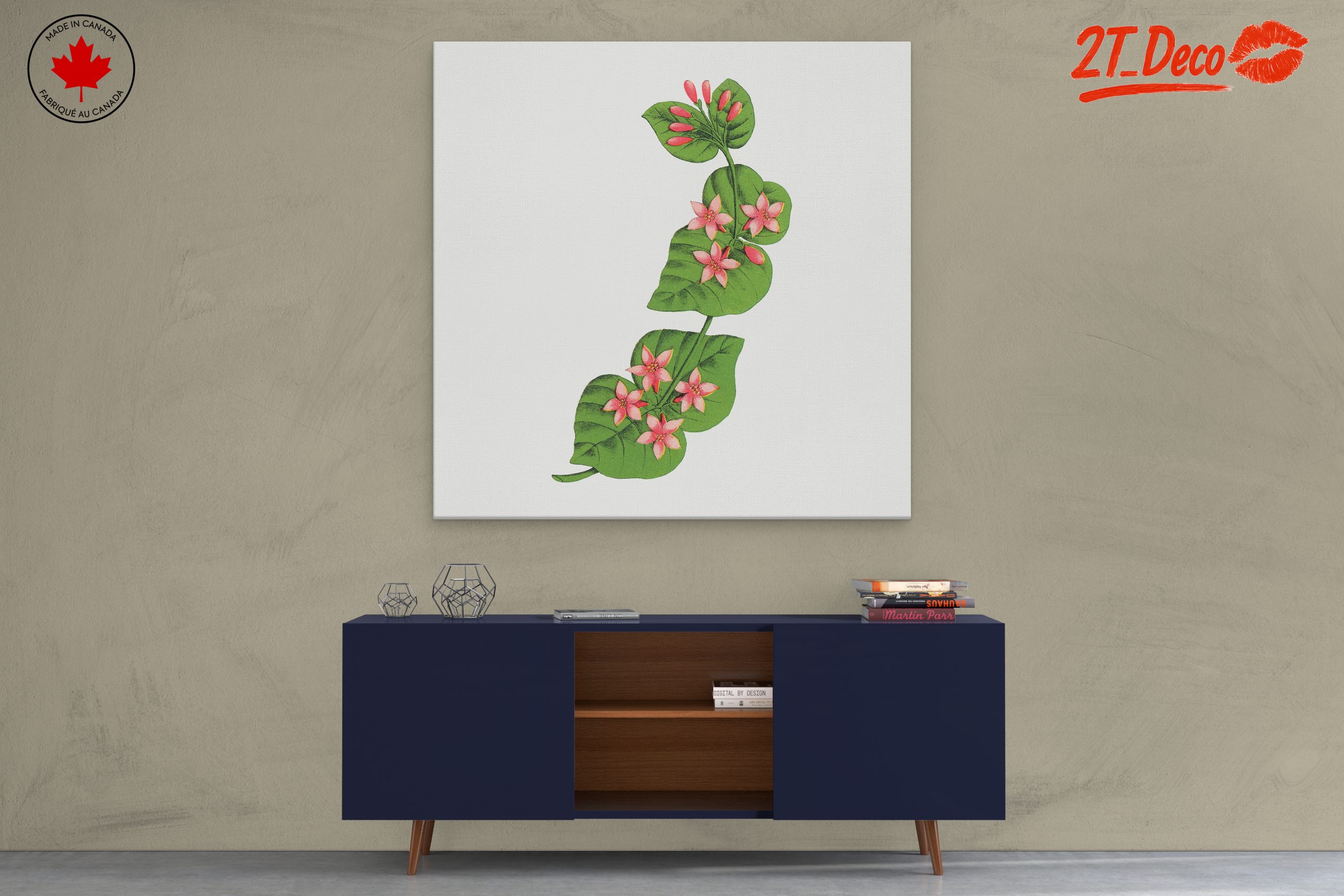 Delicate Botanical Illustration of Flowers and Leaves - Image 3