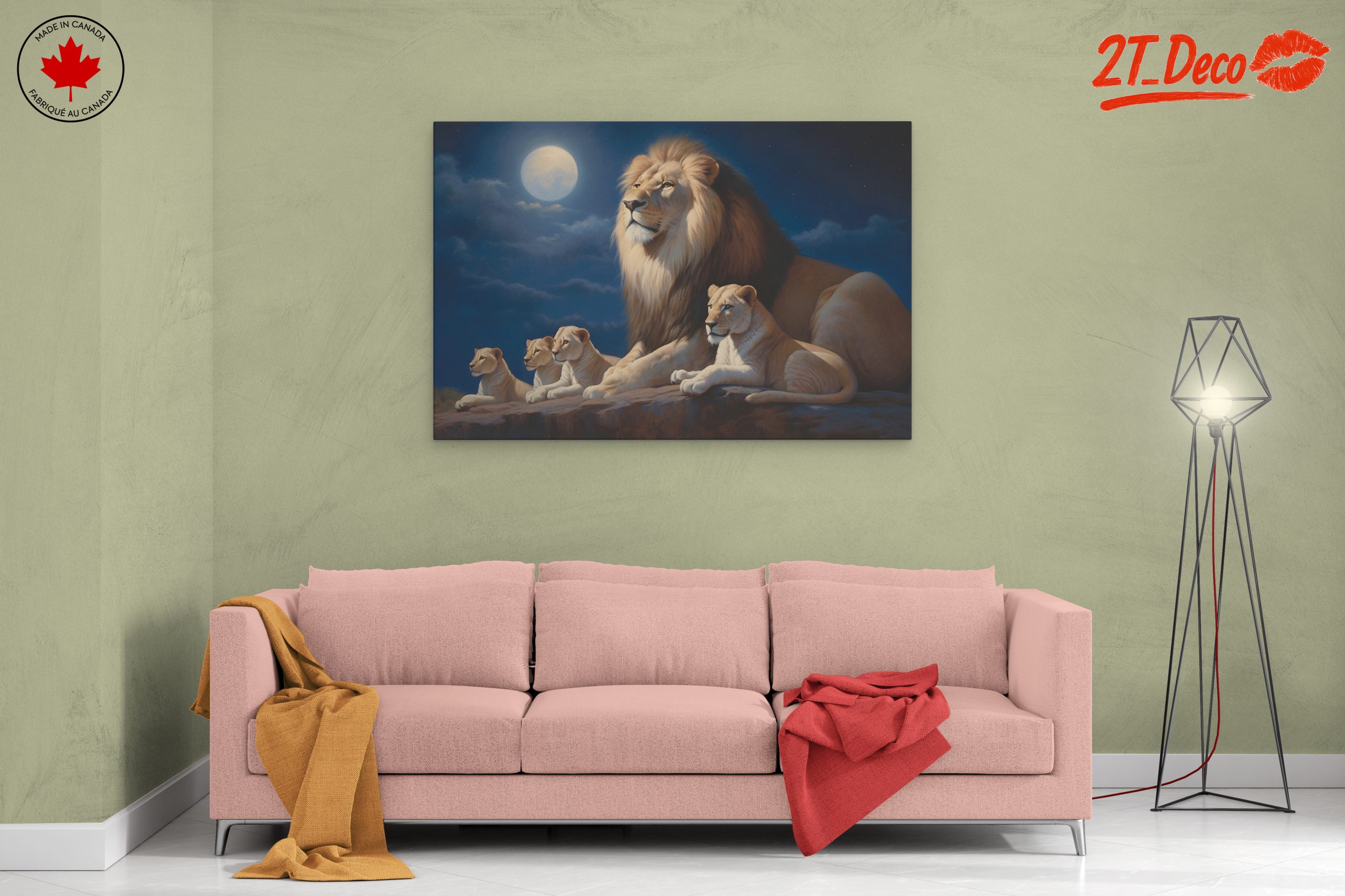 Majestic Lion Family Under Moonlight - Image 2