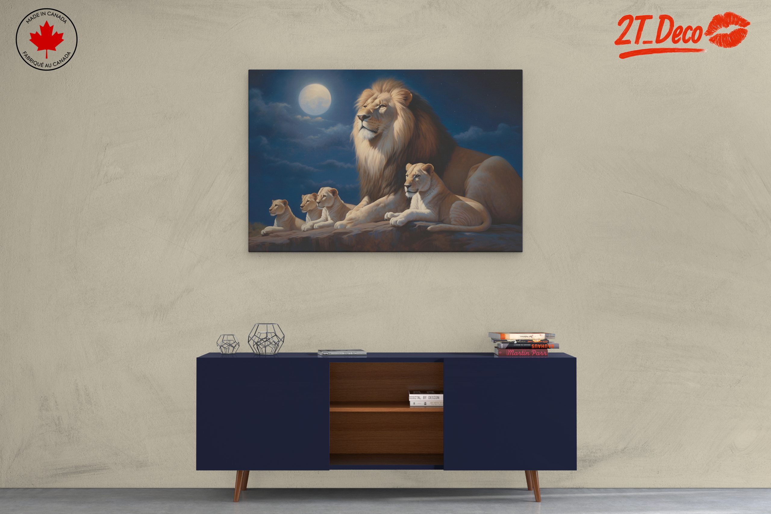 Majestic Lion Family Under Moonlight - Image 3