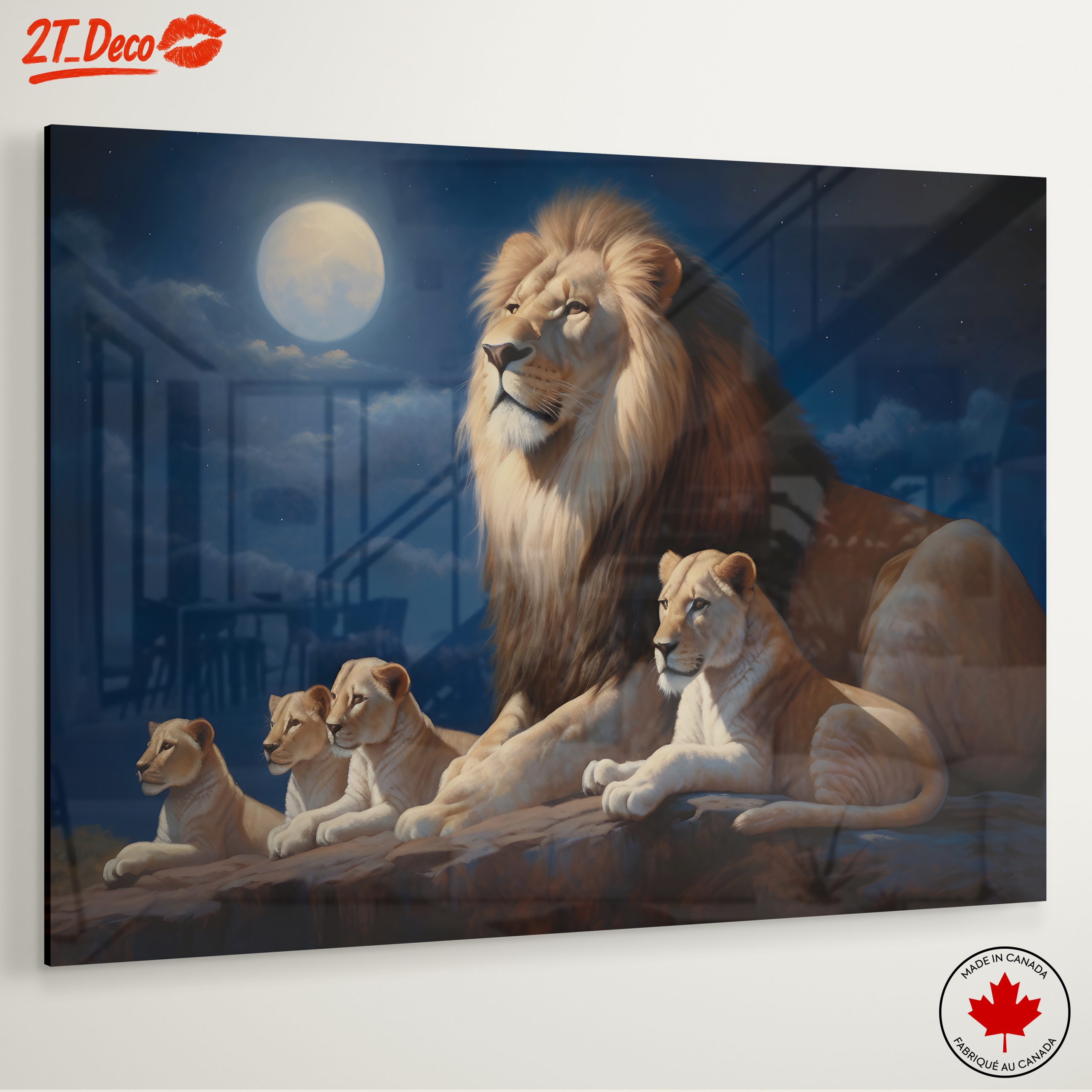 Majestic Lion Family Under Moonlight - Image 6