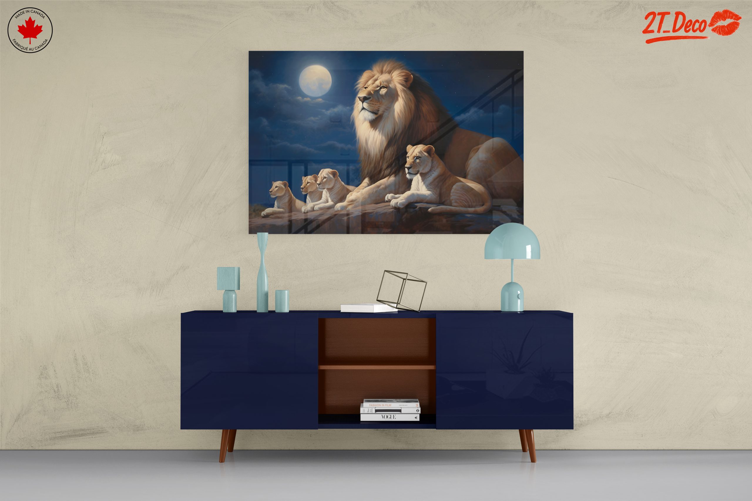 Majestic Lion Family Under Moonlight - Image 8