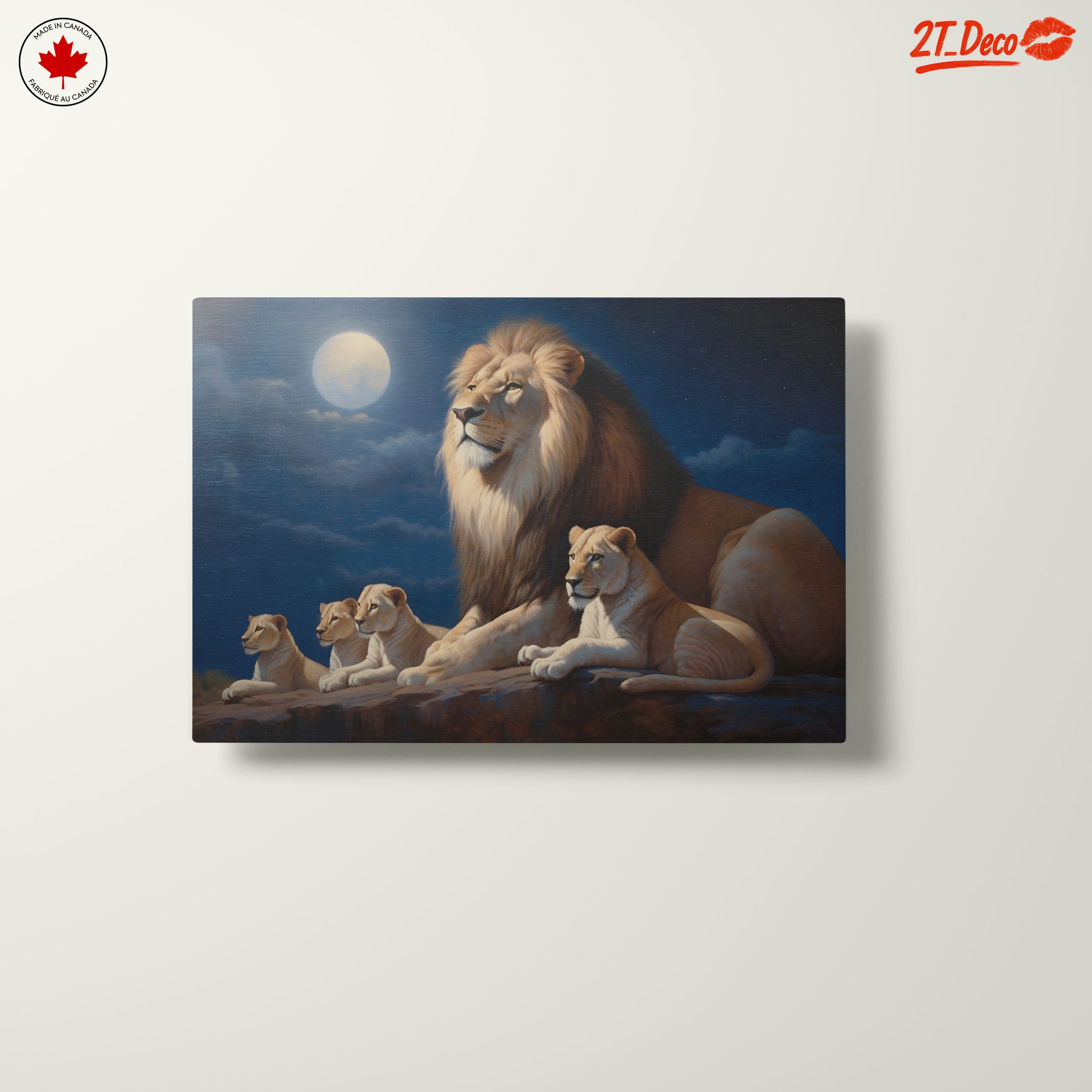 Majestic Lion Family Under Moonlight - Image 10