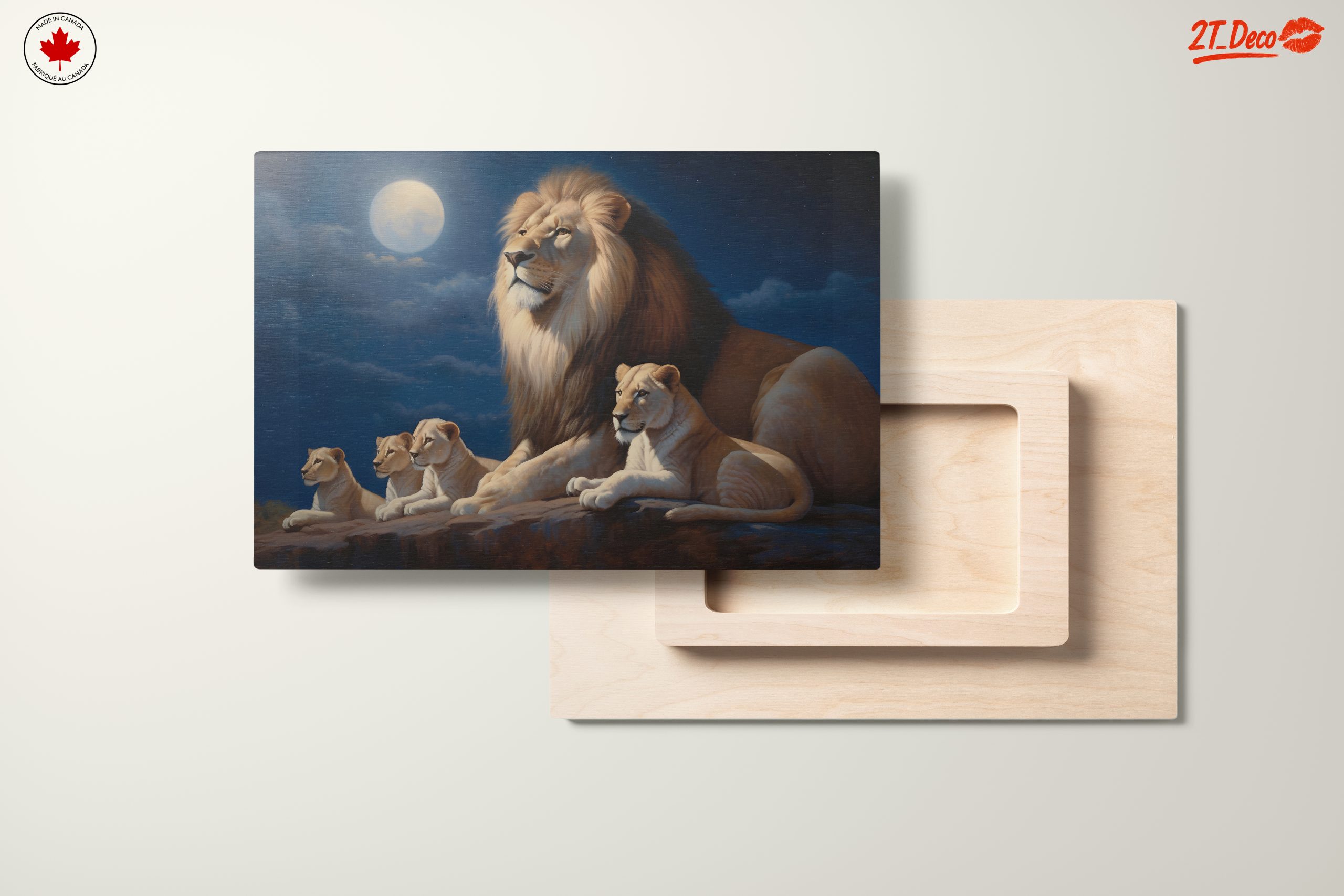 Majestic Lion Family Under Moonlight - Image 11