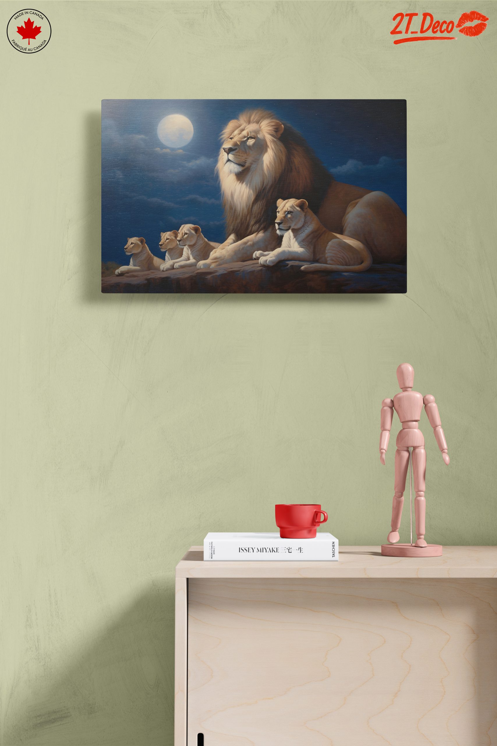 Majestic Lion Family Under Moonlight - Image 14