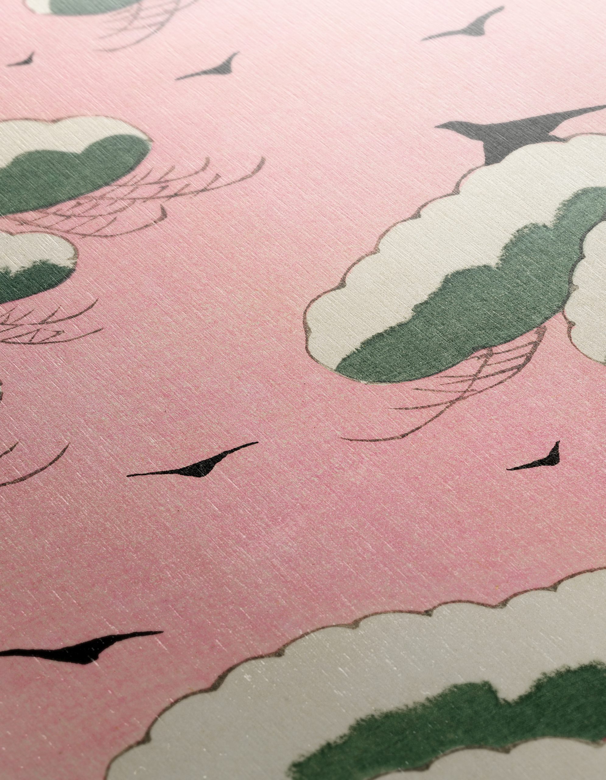 Cloudy Sky with Birds on Pink Background - Image 12