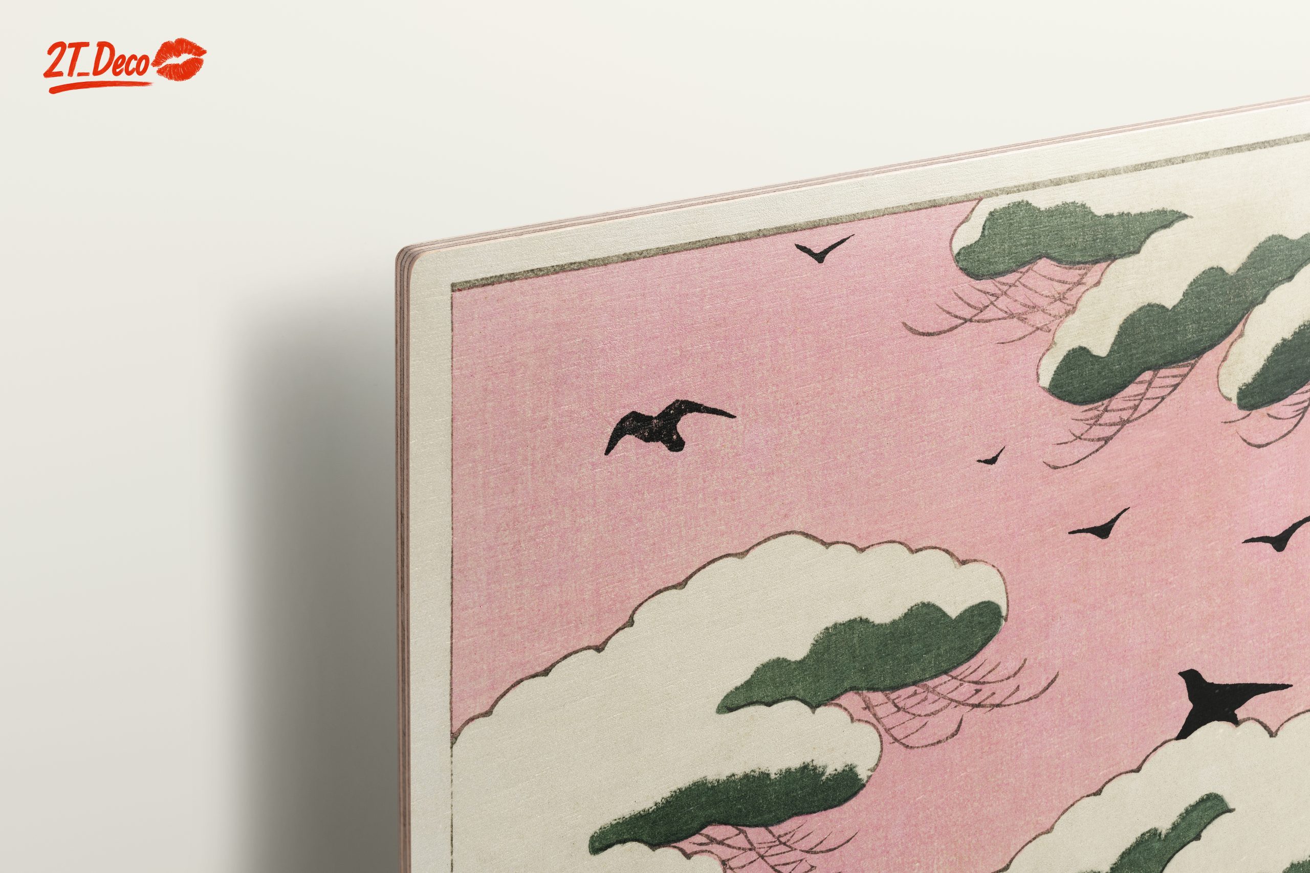 Cloudy Sky with Birds on Pink Background - Image 15