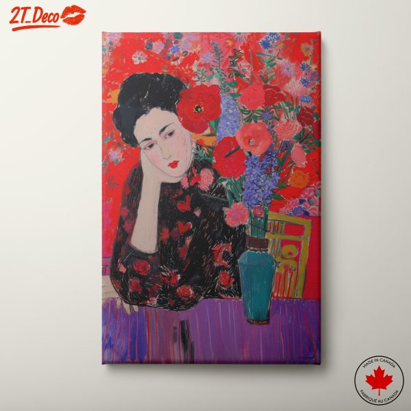 Contemporary Portrait with Vibrant Floral Background
