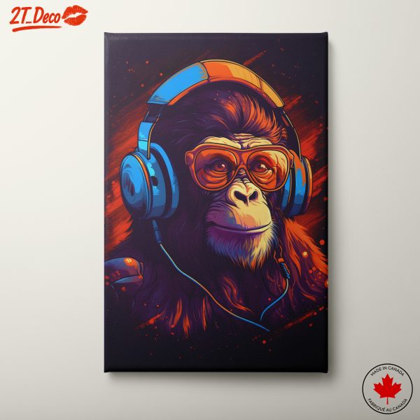 Stylized Gorilla Listening to Music