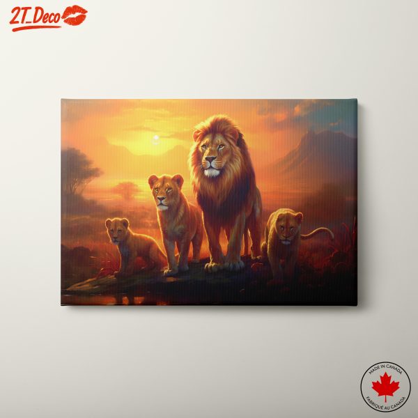 Majestic Lion Family at Sunset